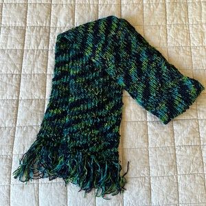 Green & Blue Crocheted Scarf